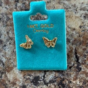 14K Gold Overlay Butterfly Earrings